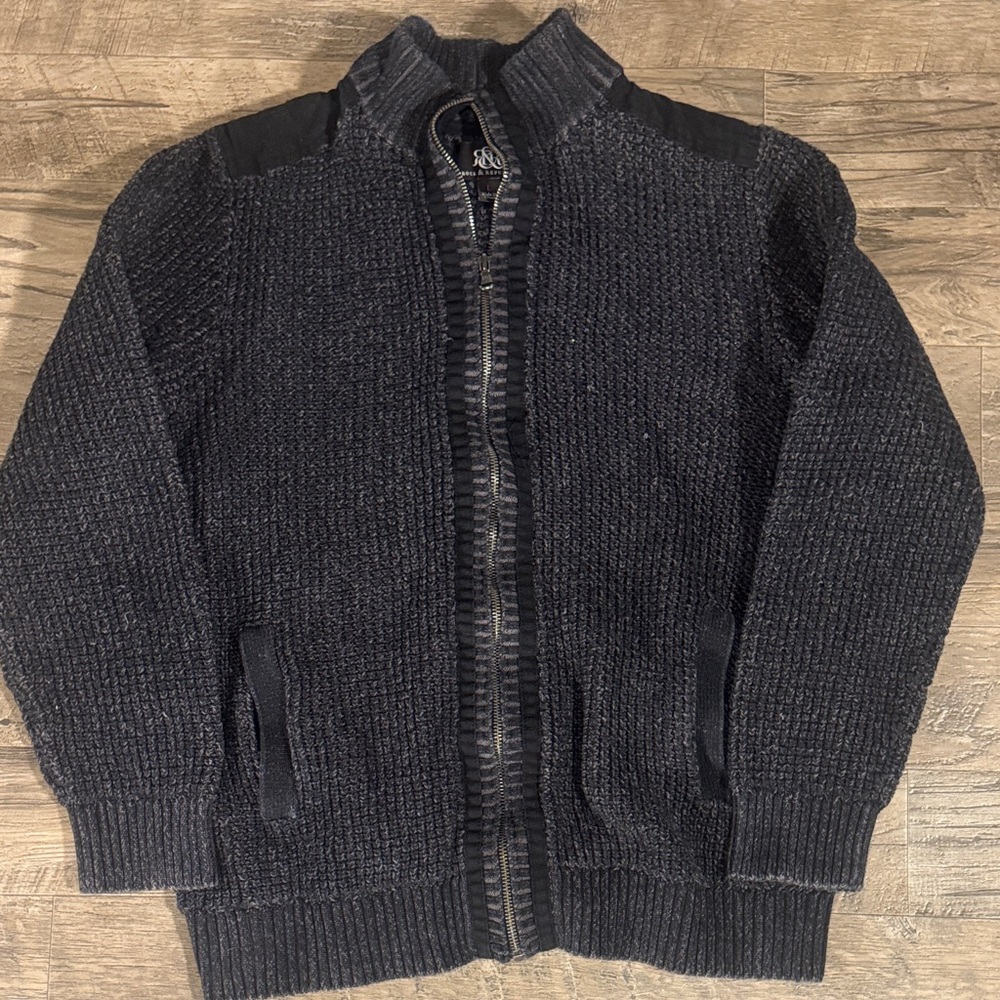 Rock & Republic Black Zip-Up Sweater